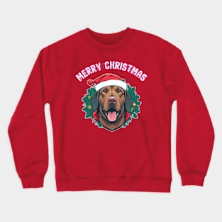 cute Christmas dog waring Christmas hat Crewneck Sweatshirt